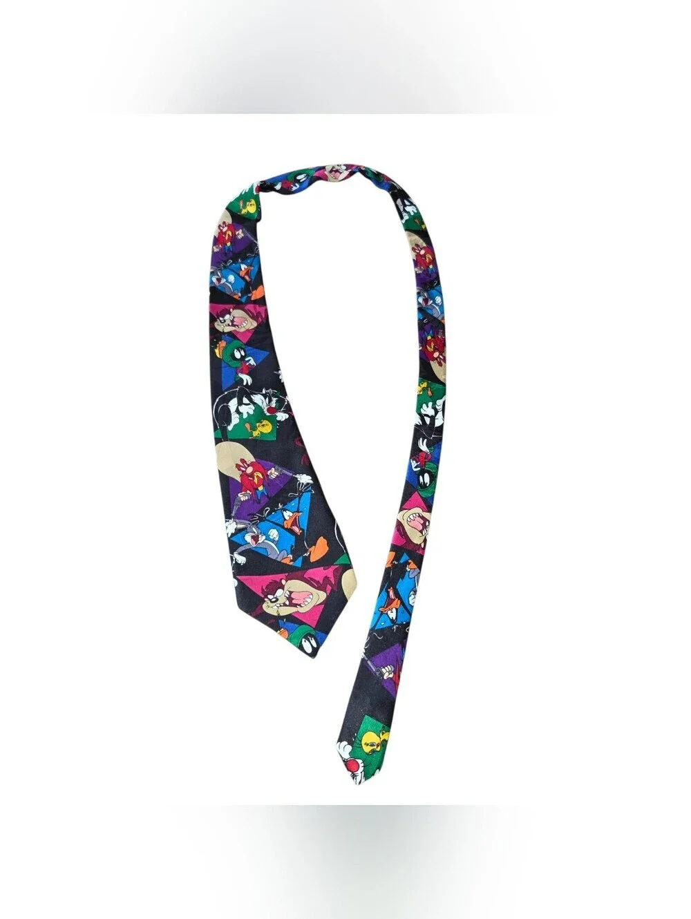 Warner Bros. Looney Tunes Character Black Tie with Multi-Color Panels